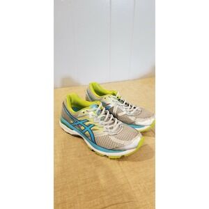Asics‎ Womens 8.5 Running Sneaker Shoes Teal Lime Green Athletic Active